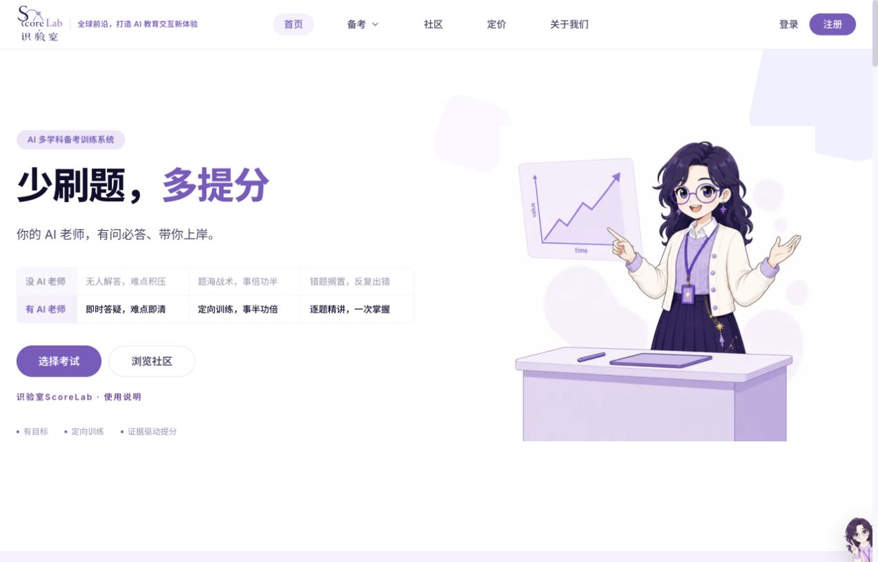 识验室产品首页 · 电脑端实际界面